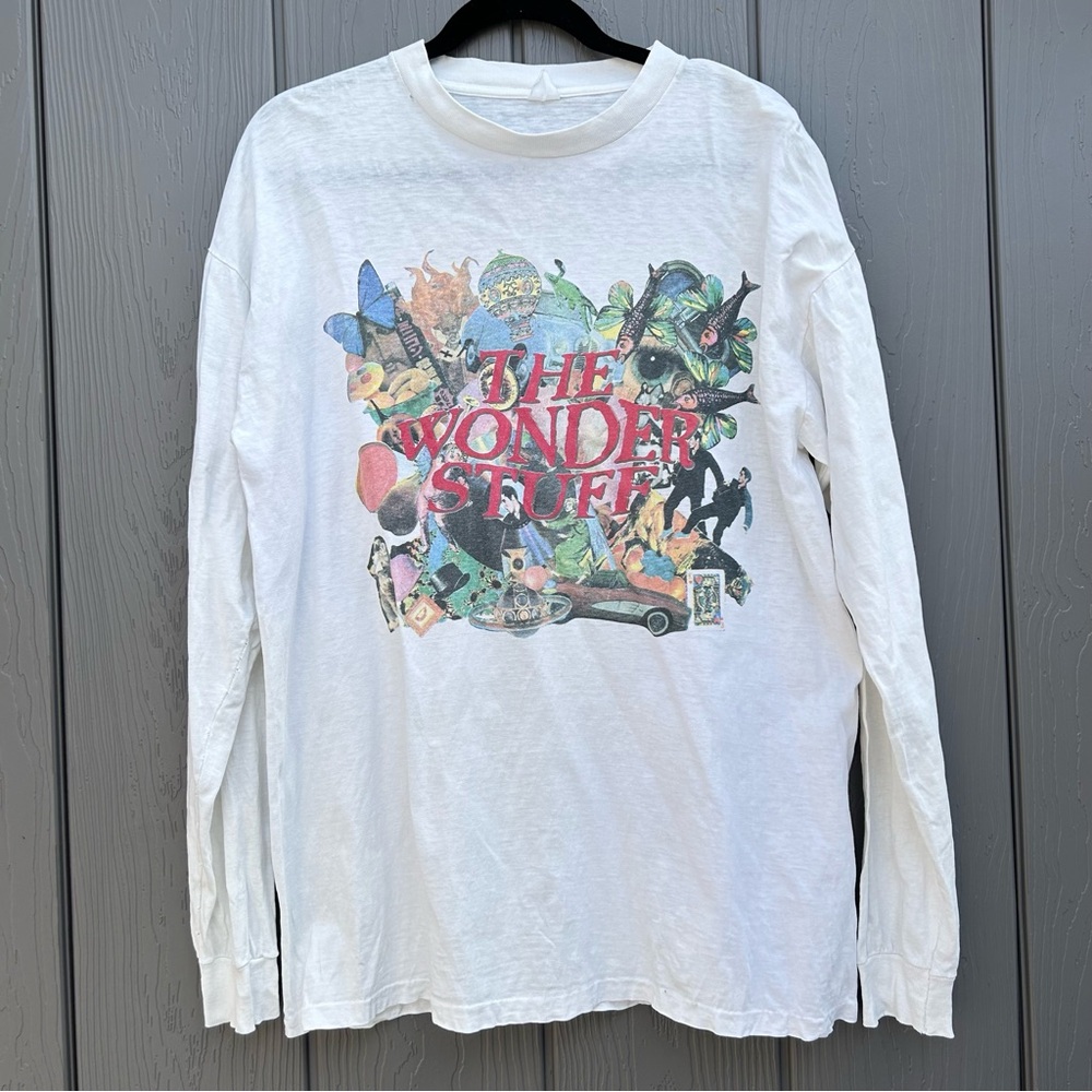 Vintage THE WONDER STUFF Never Loved Elvis 1992 Tour Tee Mens XL Long Sleeve UK